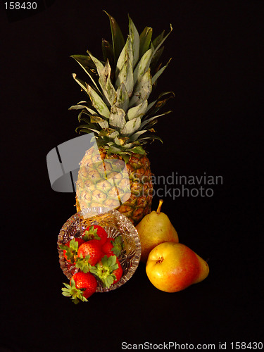 Image of Pineapple Pears and Strawberries in Black