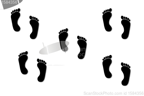 Image of Human footprint illustration over white background