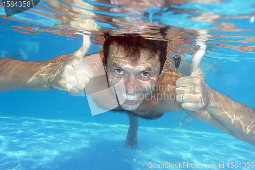 Image of man underwater in the pool
