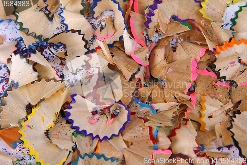 Image of Assortment of coloured pencils with shadow on white background