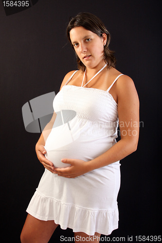 Image of beautiful pregnant woman expecting a boy