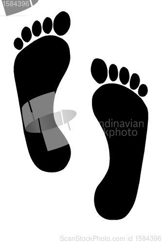 Image of Human footprint illustration over white background