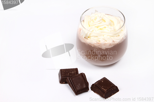 Image of Chocolate drink with cream in small Glass