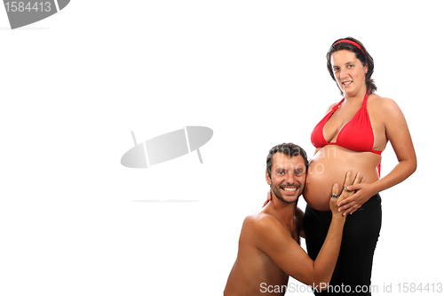 Image of beautiful and happy & young pregnant couple 