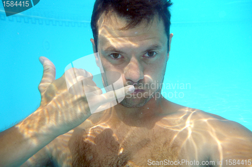 Image of man underwater in the pool
