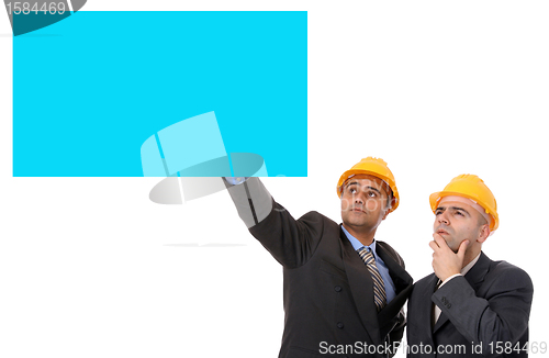 Image of businessman with board