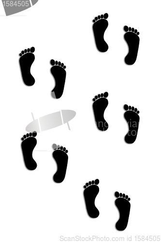 Image of Human footprint illustration over white background