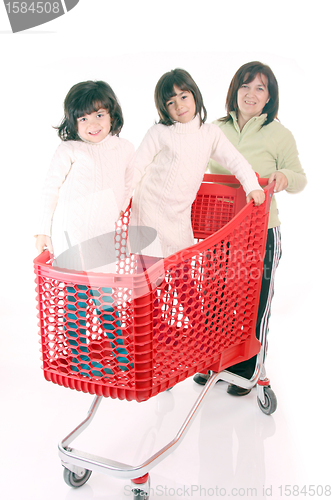 Image of mother and daughter and the shopping cart