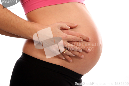 Image of beautiful pregnant woman expecting a boy