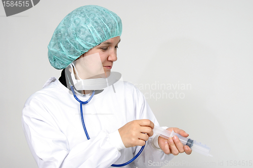 Image of Doctor isolated on white, beautiful nurse woman