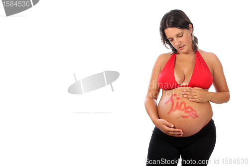 Image of beautiful pregnant woman expecting a boy