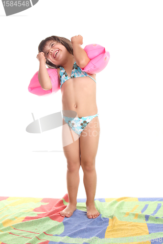 Image of beautiful girl in bikini, child studio photo