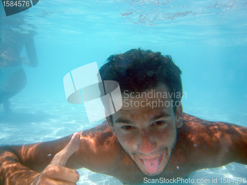 Image of man underwater in the pool