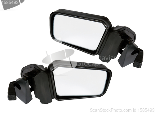 Image of Automobile mirrors on a white background. Collage