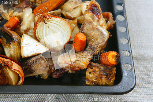 Image of grilled meat and vegetables