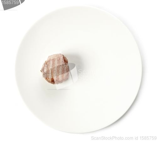 Image of steak on big white plate