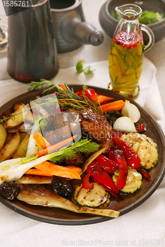 Image of grilled meat and vegetables