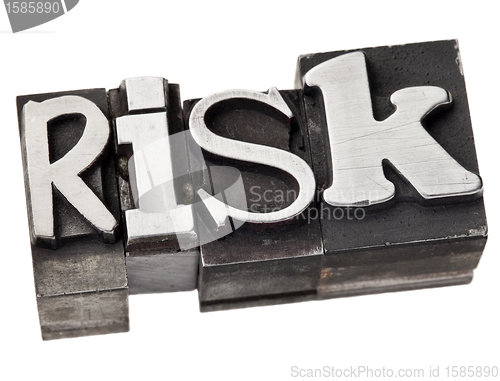 Image of risk word in metal type