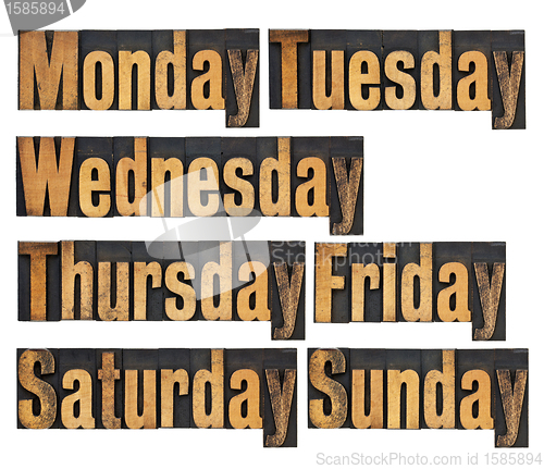 Image of days of week in wood type