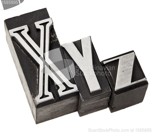 Image of xyz letters in metal type