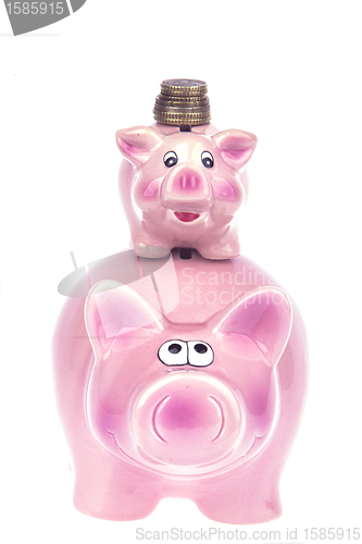 Image of Extra money - Piggy Bank on a white background