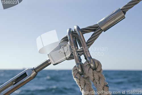 Image of Detail of sailboat rigging