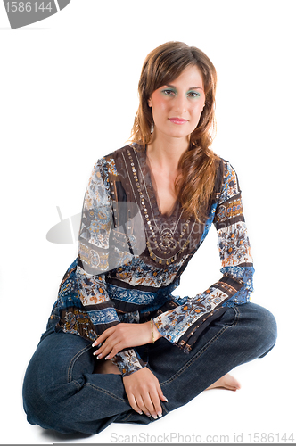 Image of Young beautiful brunette woman