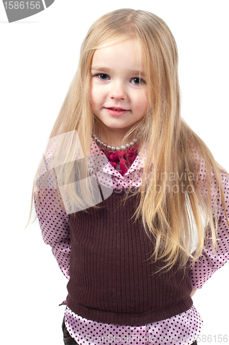 Image of Portrait of little cute girl with long hair