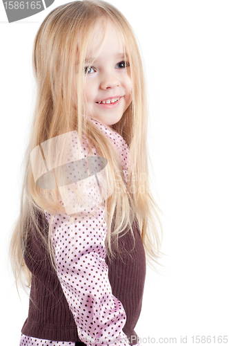 Image of Portrait of little cute girl with long hair