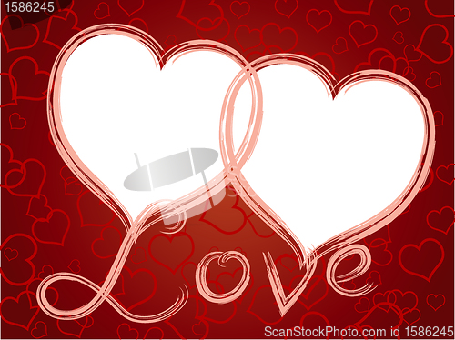 Image of two hearts love frame pattern