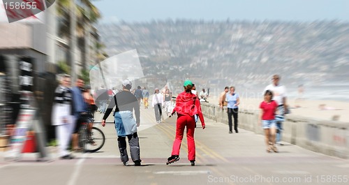 Image of Couple rollerblading
