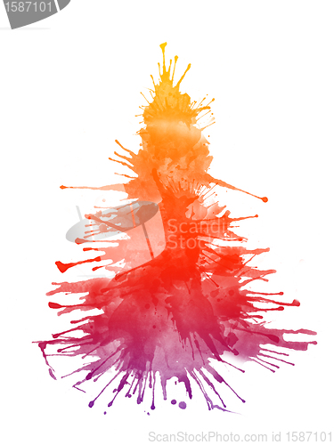 Image of Watercolor Xmas Tree