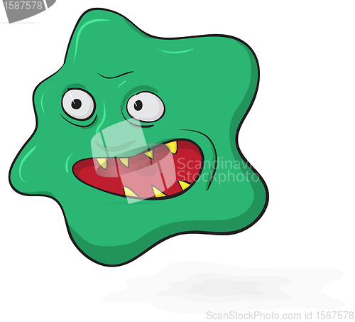 Image of Evil scary green microbe - funny illustration