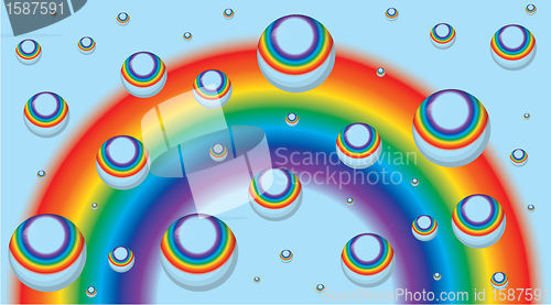 Image of Background for a business card with rainbow and drops