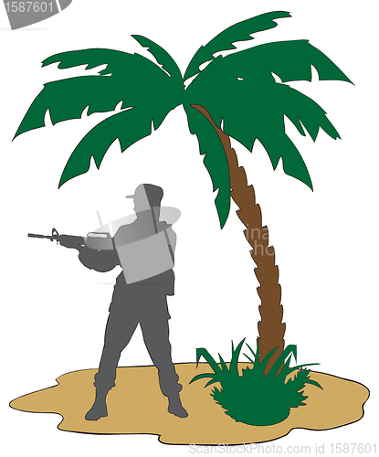 Image of Soldier with a rifle in Africa