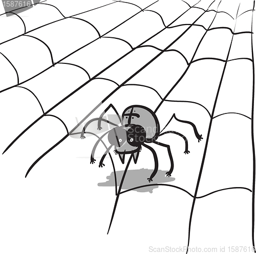 Image of Simple monochrome image - spider in web