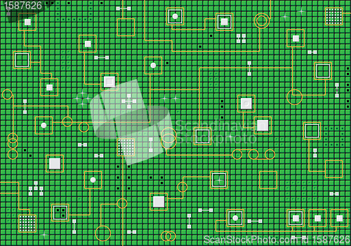 Image of Electronic hi-tech abstract green background