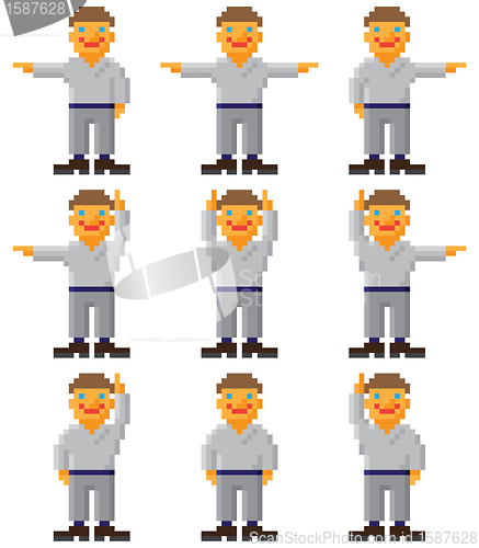 Image of Pixel art - set of gesticulating people