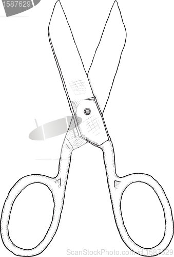 Image of Monochrome artwork - dressmaker scissors on white