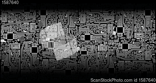 Image of Circuit board - silver black