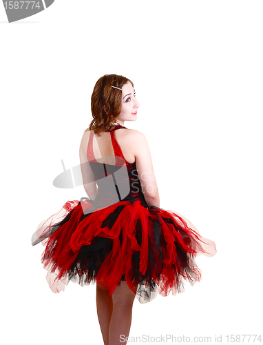 Image of Ballerina in red and black dress.