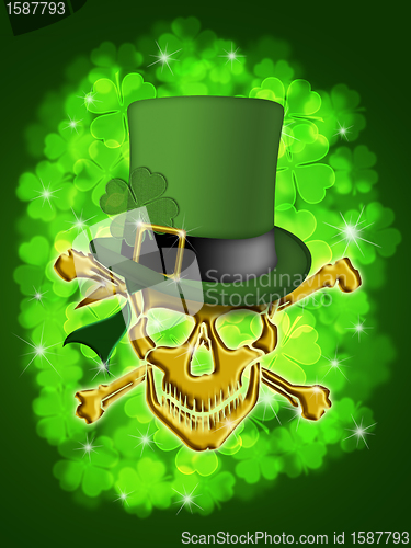 Image of St Patricks Day Gold Skull Leprechaun Hat 