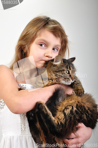Image of chilld with a Persian kitten