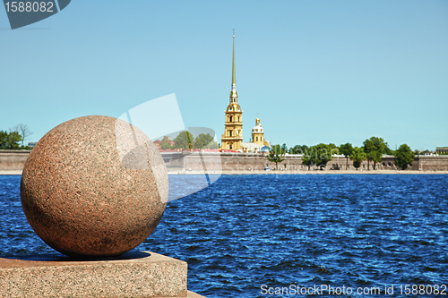 Image of Peter and Paul Fortress. Oppositely banks of Neva