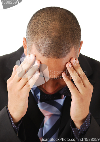 Image of Business man with hands on his head