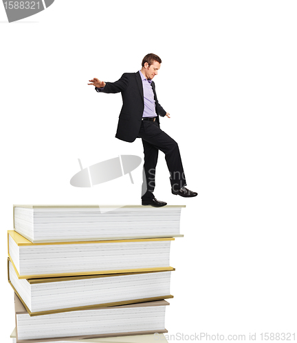 Image of man on book