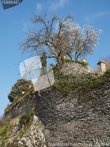 Image of Ancient Baumette monastery west wall, Angers, France.