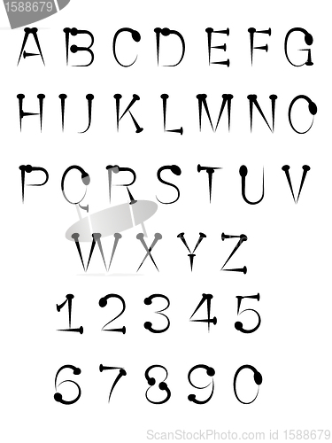 Image of nail tack alphabet ABC font