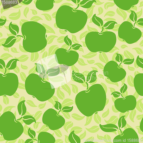 Image of apples with leaves seamless background