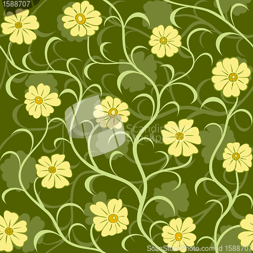 Image of yellow flower field seamless background pattern
